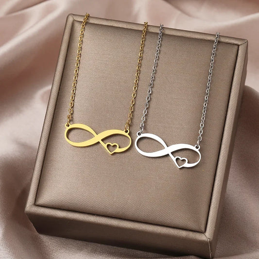 Romantische Unendlichkeits-Halskette für Damen & Mädchen – Goldfarbener Infinity-Anhänger mit Edelstahlkette, Eleganter Liebesschmuck