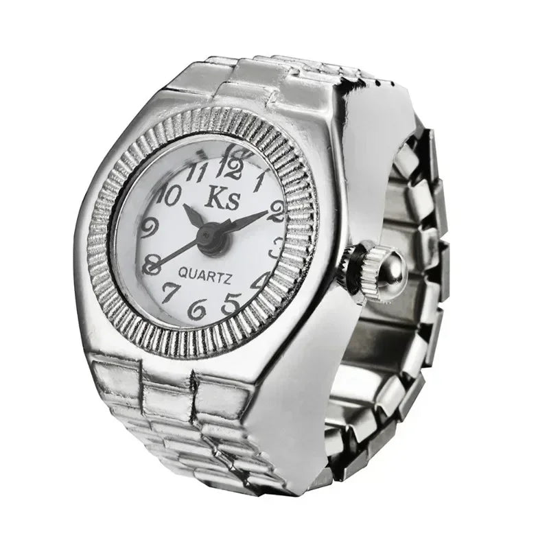 Retro-Quarz-Fingerringuhr – Elastische Unisex-Ringuhr im 80er-Jahre-Stil für Paare
