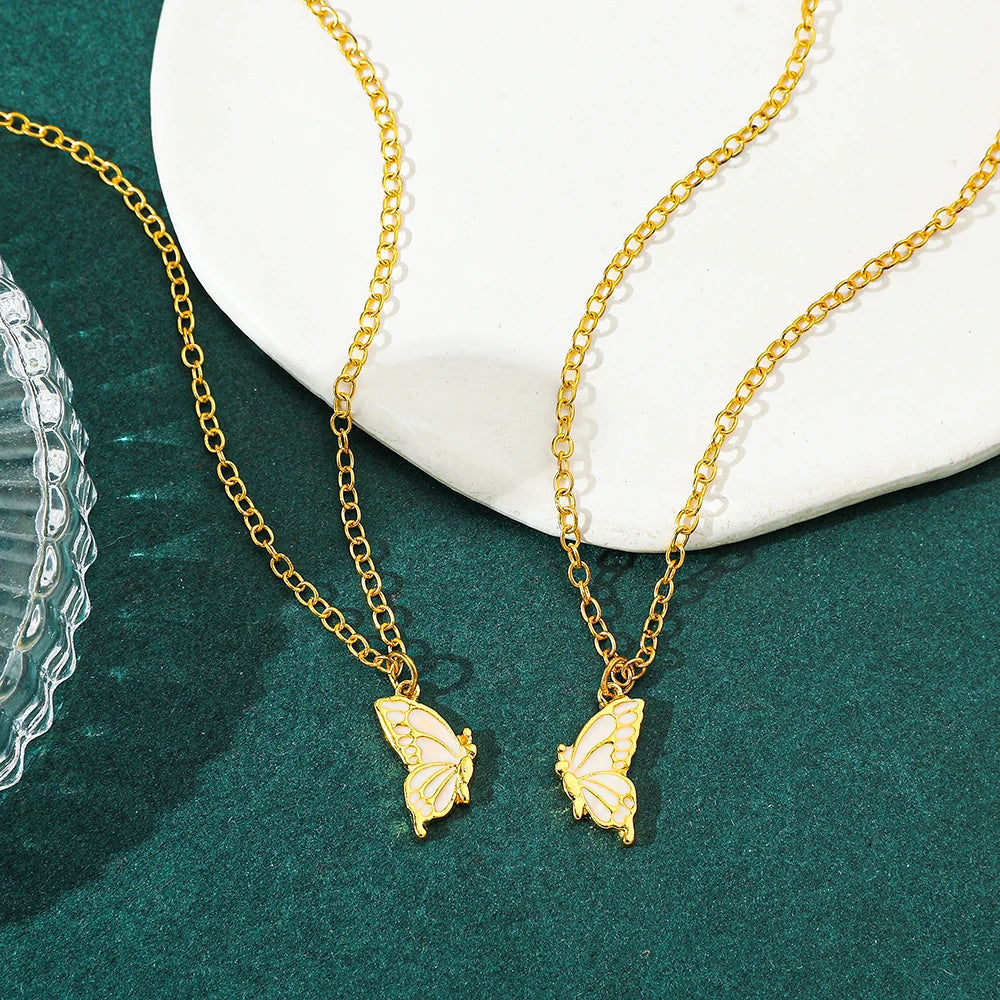 Schmetterlings-Freundschaftshalsketten mit Halsnahen Ketten – Passender Schmuck für Gute Freunde