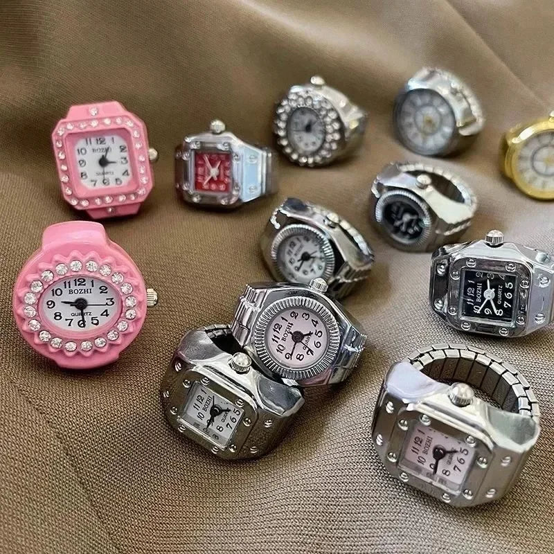 Retro-Quarz-Fingerringuhr – Elastische Unisex-Ringuhr im 80er-Jahre-Stil für Paare