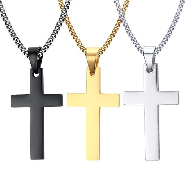 Edelstahl-Kreuz-Halskette – Gliederkette im Hip-Hop-Stil für Damen & Herren