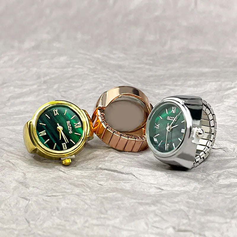 Vintage Finger-Ringuhr mit Quarzwerk – Kreative Mini-Uhr mit Metalllegierungsgehäuse als Modeschmuck für Damen & Herren