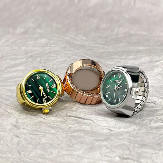 Vintage Finger-Ringuhr mit Quarzwerk – Kreative Mini-Uhr mit Metalllegierungsgehäuse als Modeschmuck für Damen & Herren