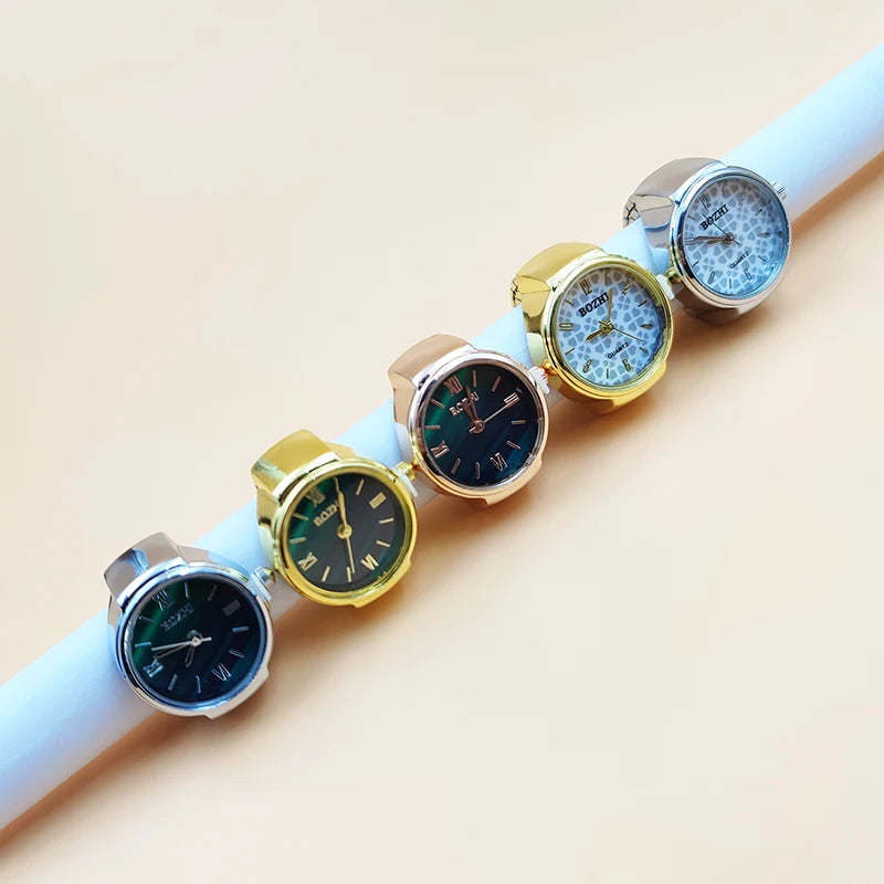 Vintage Finger-Ringuhr mit Quarzwerk – Kreative Mini-Uhr mit Metalllegierungsgehäuse als Modeschmuck für Damen & Herren