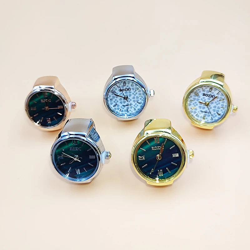Vintage Finger-Ringuhr mit Quarzwerk – Kreative Mini-Uhr mit Metalllegierungsgehäuse als Modeschmuck für Damen & Herren