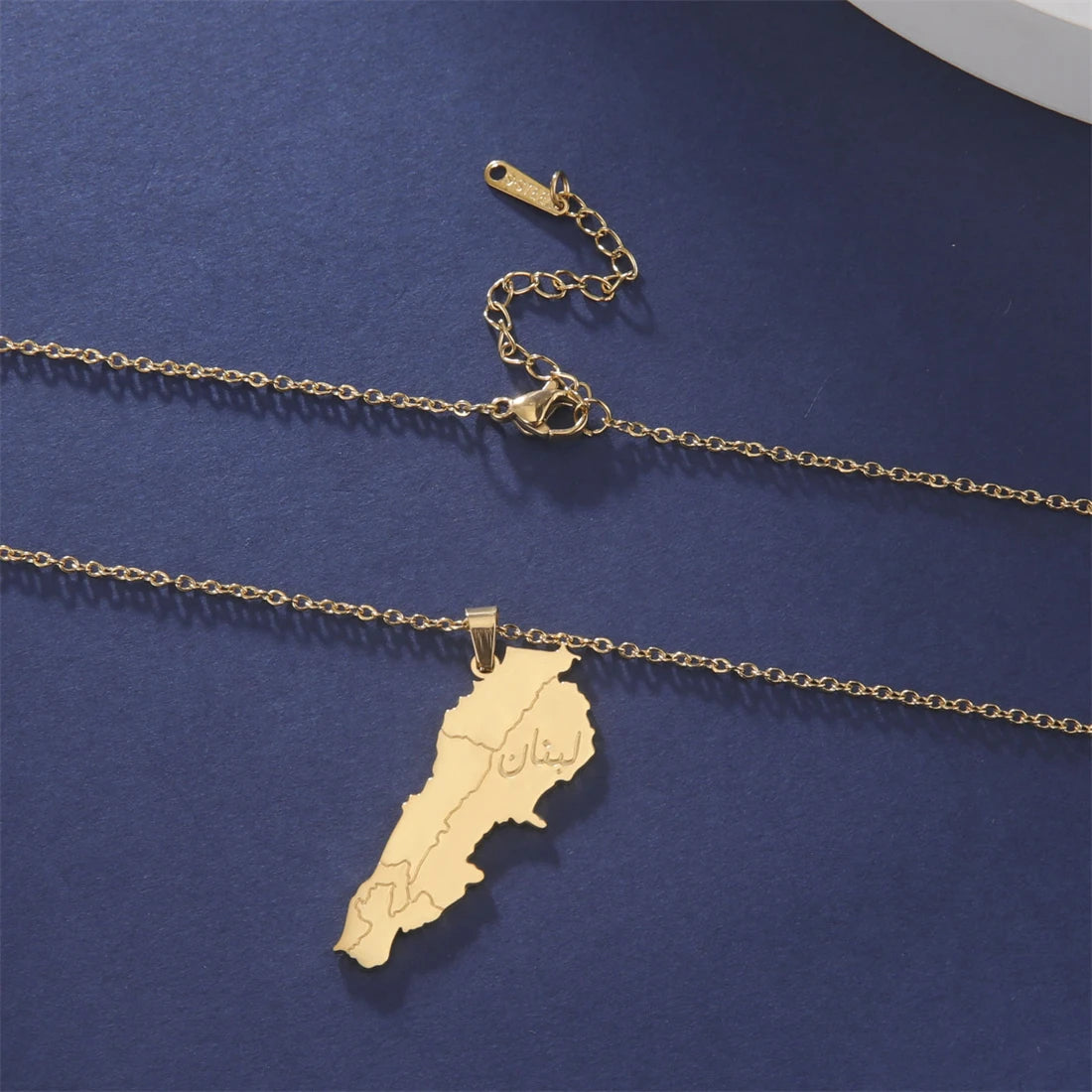 Klassische Libanon Landkarten-Flaggen-Halskette – Edelstahl Libanesischer Länder-Anhänger, Heimat- & Kulturschmuck für Damen & Herren
