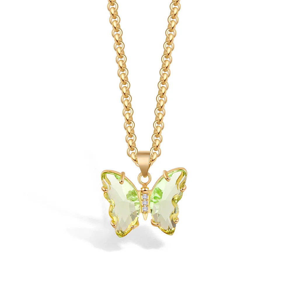 Bunte Schmetterlings-Halskette mit Glaskristallen – Eleganter Anhänger-Schmuck für Damen & Mädchen
