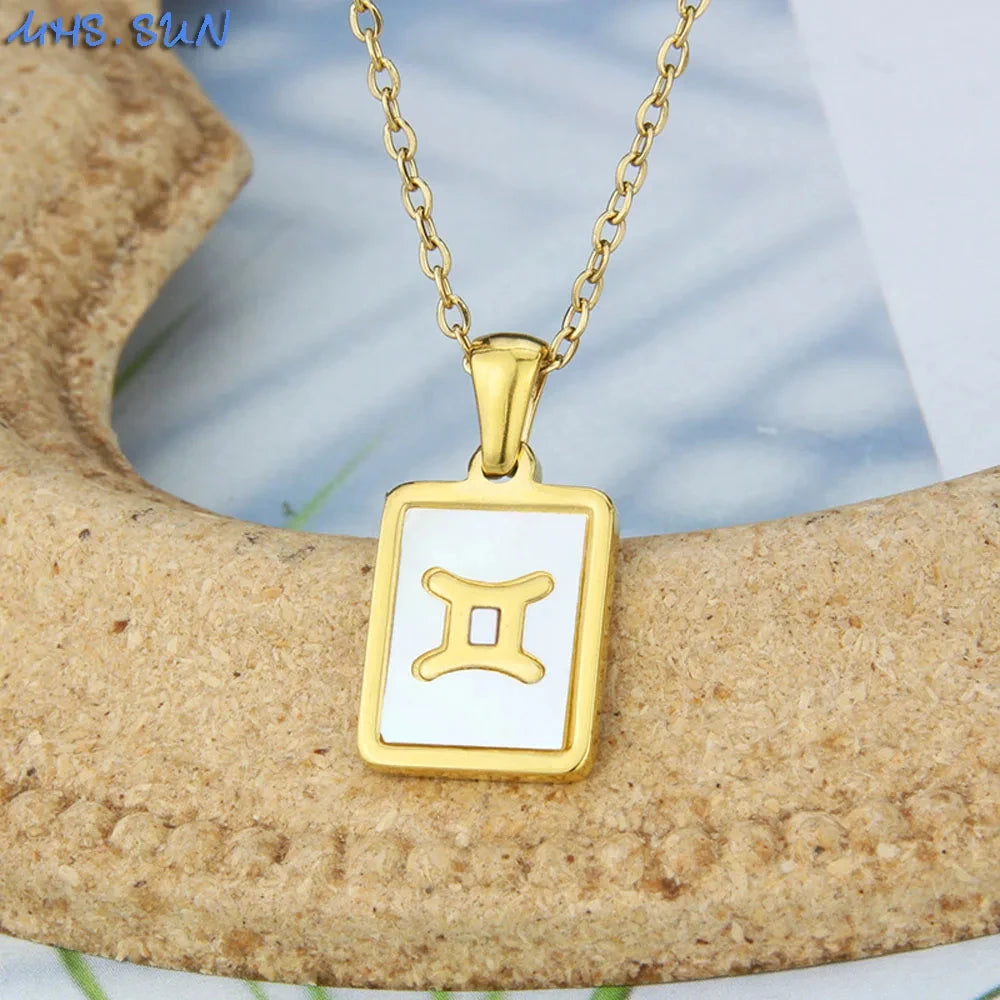 Goldfarbene 12 Sternzeichen-Halskette für Damen – Edelstahl-Konstellations-Anhänger mit 45 cm Kette, Choker & Geburtstagsgeschenk