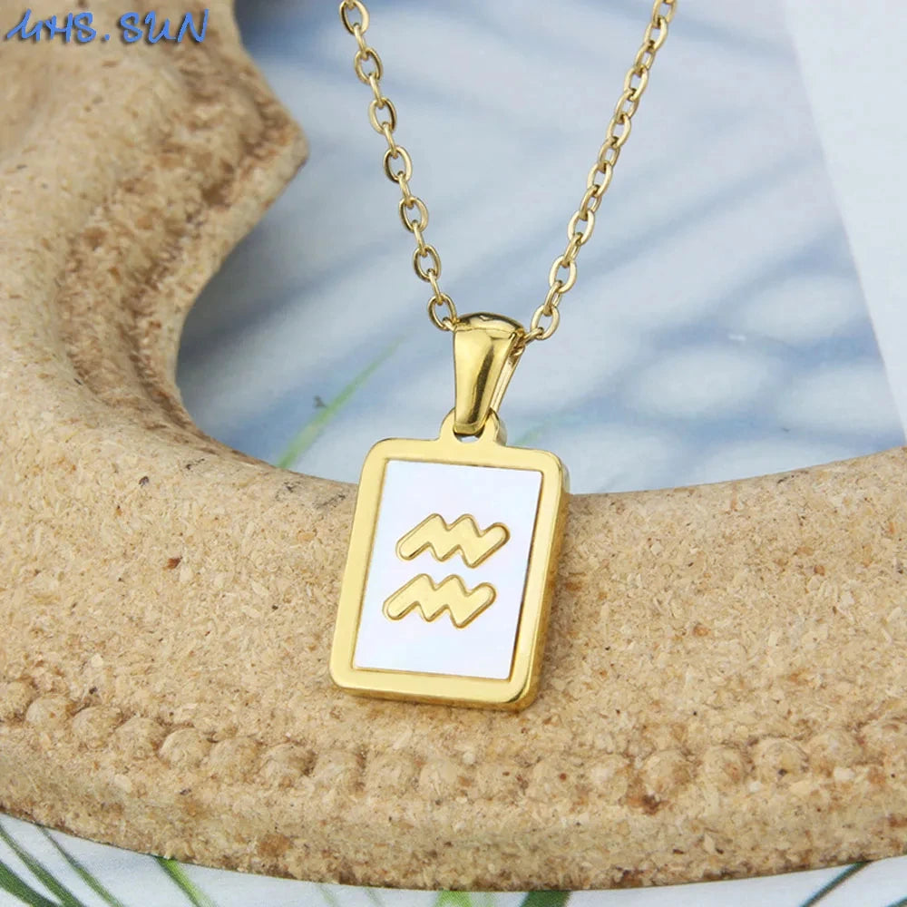 Goldfarbene 12 Sternzeichen-Halskette für Damen – Edelstahl-Konstellations-Anhänger mit 45 cm Kette, Choker & Geburtstagsgeschenk