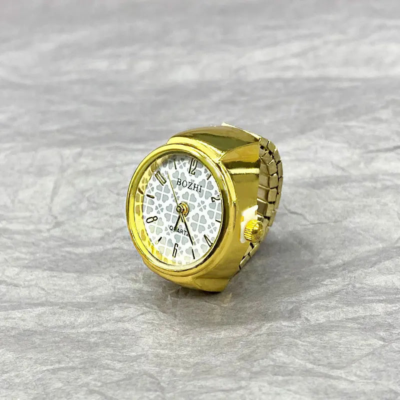Vintage Finger-Ringuhr mit Quarzwerk – Kreative Mini-Uhr mit Metalllegierungsgehäuse als Modeschmuck für Damen & Herren