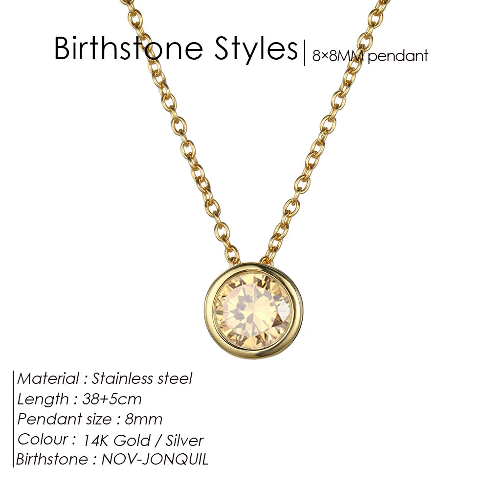 Halskette mit 12 Geburtssteinen für Damen – Goldfarbene Edelstahl-Kette für Braut, Hochzeit, Geburtstag, Jahrestag & Elegante Schmuckgeschenke