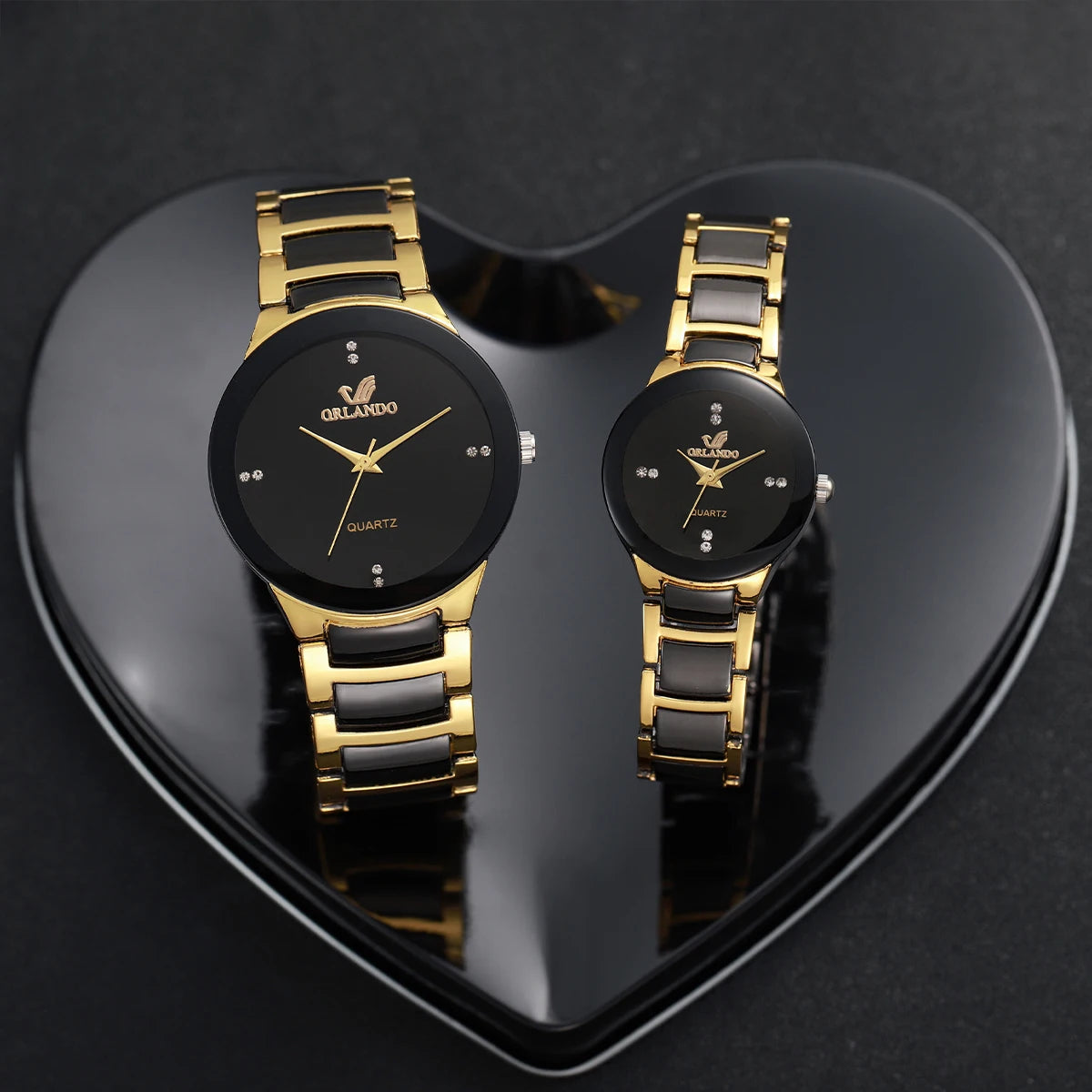 Elegante Partner-Armbanduhren mit Quarzwerk, Edelstahlarmbändern & Passenden Schmuckarmbändern – Stilvolles Uhren-Set für Damen & Herren
