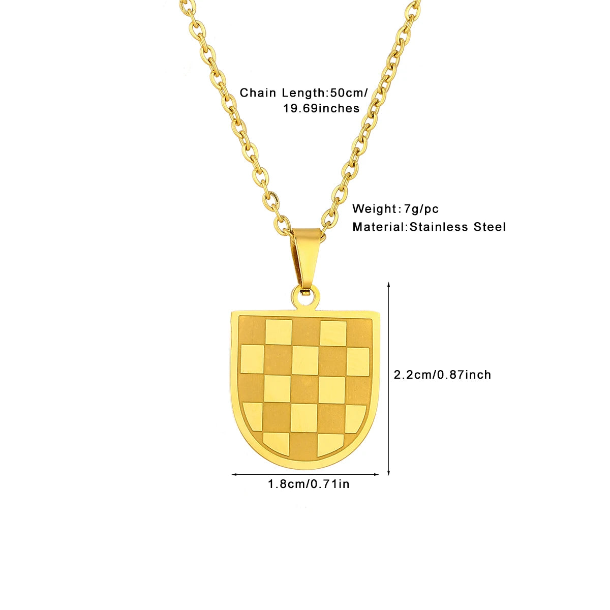 Kroatien-Wappen-Halskette – Geometrischer Metallanhänger für Damen & Herren