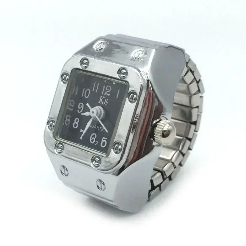 Retro-Quarz-Fingerringuhr – Elastische Unisex-Ringuhr im 80er-Jahre-Stil für Paare