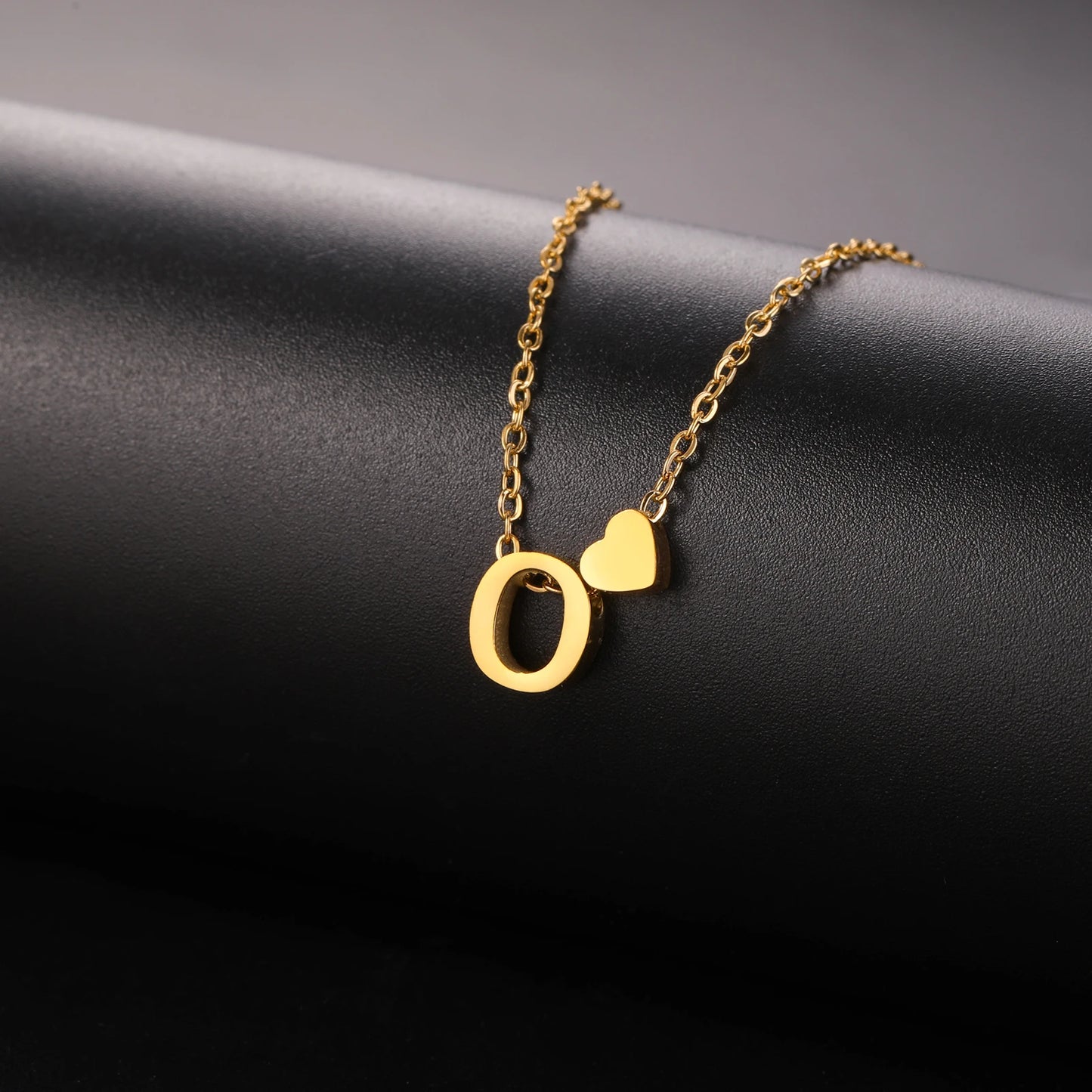 Buchstaben-Initialen Herz-Halskette – Edelstahl A-Z Buchstaben-Schmuck