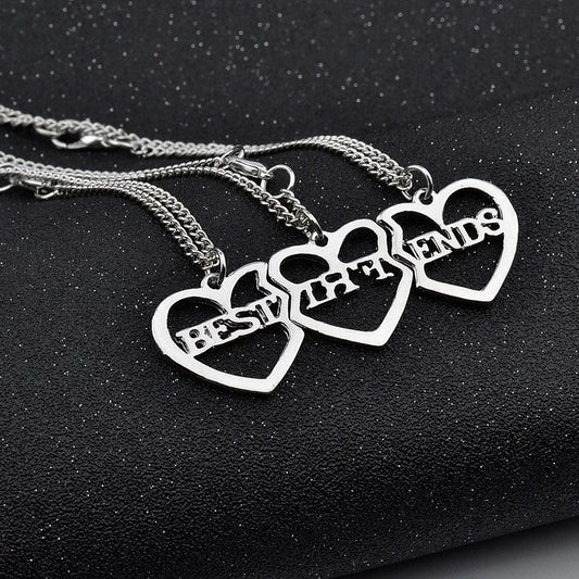 Freundschafts-Halsketten mit Hohlen Herzanhängern – Passender Schmuck für Drei Beste Freundinnen