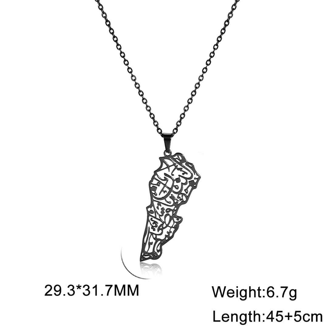 Klassische Libanon Landkarten-Flaggen-Halskette – Edelstahl Libanesischer Länder-Anhänger, Heimat- & Kulturschmuck für Damen & Herren