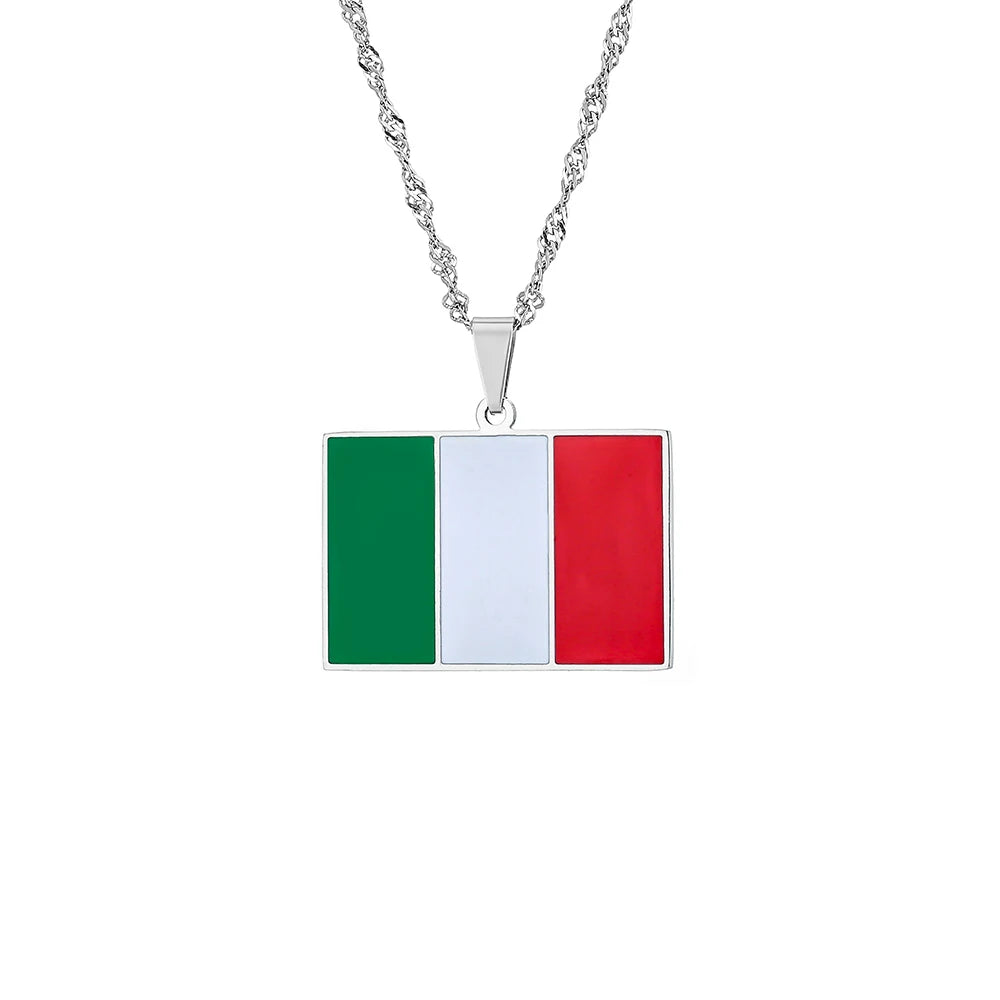 Italien-Flaggen-Halskette – Verblassungsbeständiger Halsschmuck aus Titanstahl für Damen & Herren