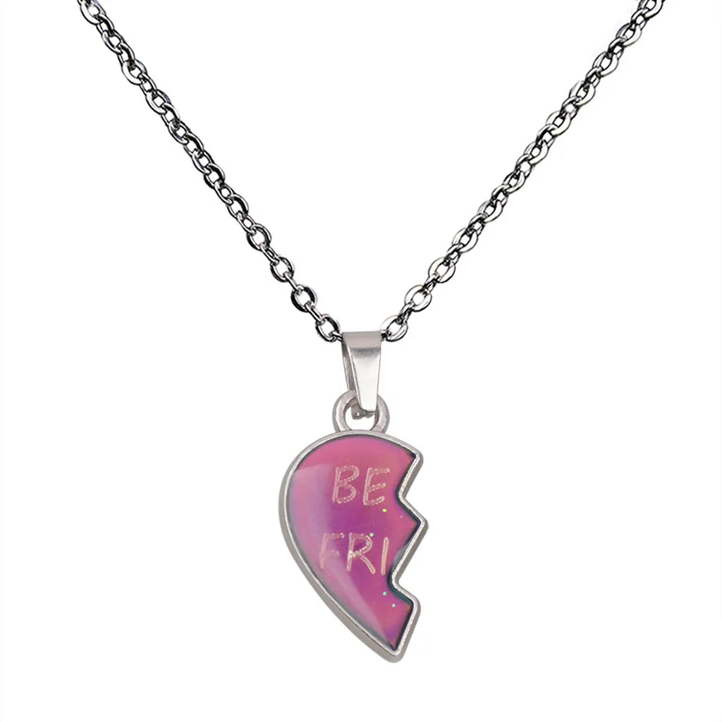 Farbwechselnde Stimmungs-Herz-Puzzle-Halsketten – Passender Partnerschmuck mit Edelstahlketten für Paare & Beste Freunde