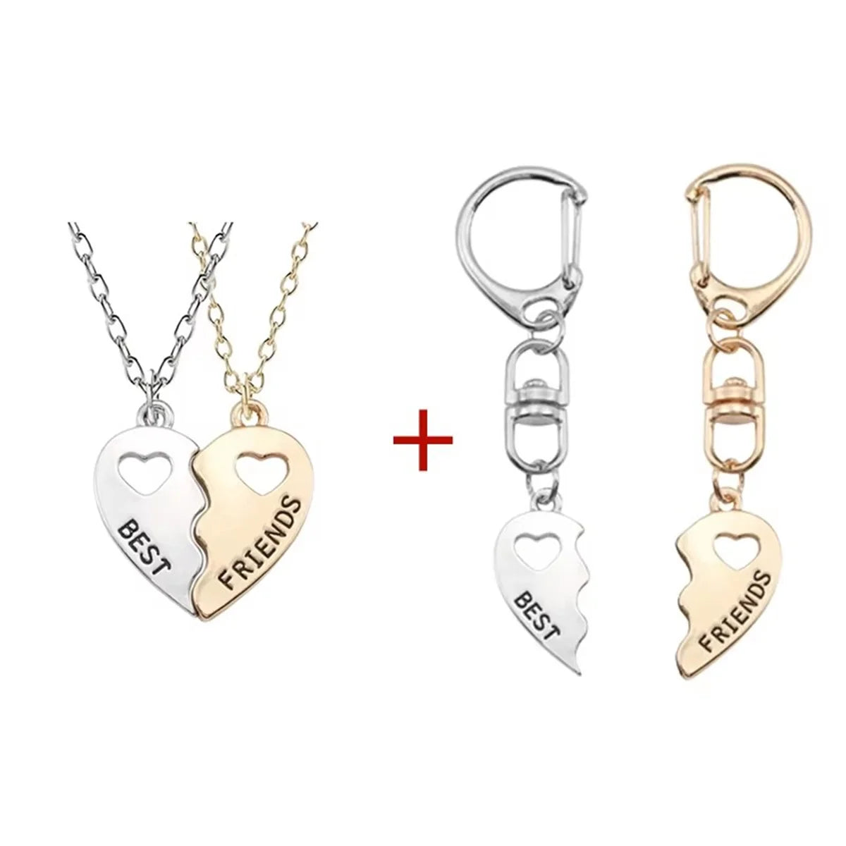 Freundschafts-Halskette mit Hohlem Liebesanhänger & Schlüsselanhänger – Schmuck für Beste Freunde & Paare