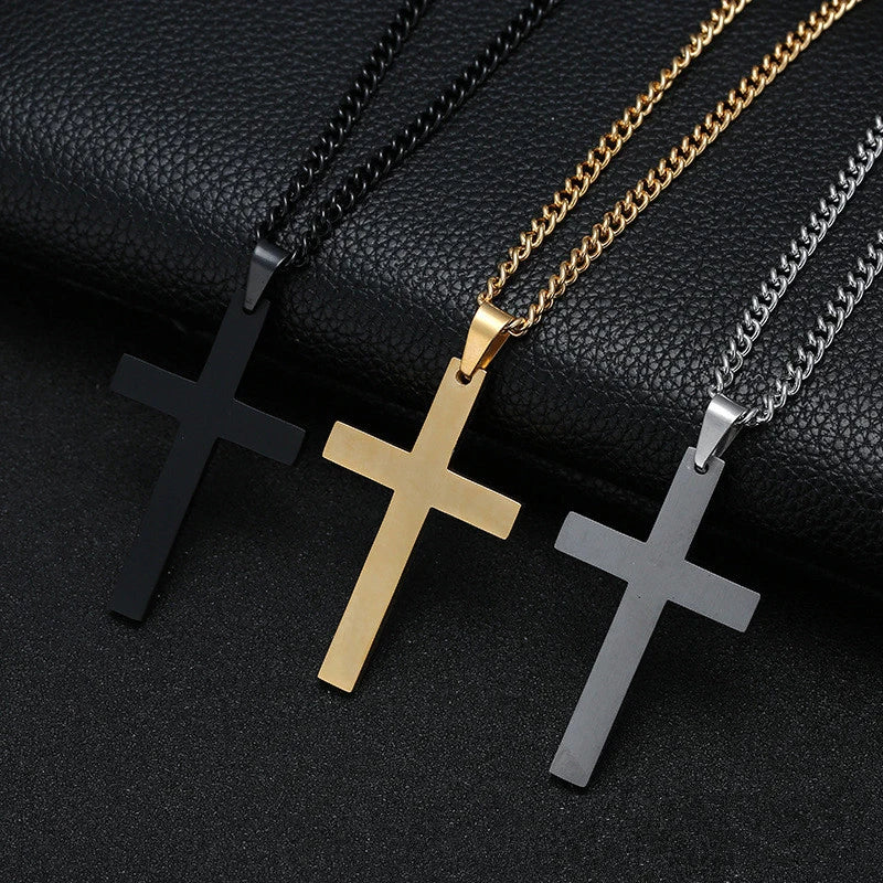 Edelstahl-Kreuz-Halskette – Gliederkette im Hip-Hop-Stil für Damen & Herren