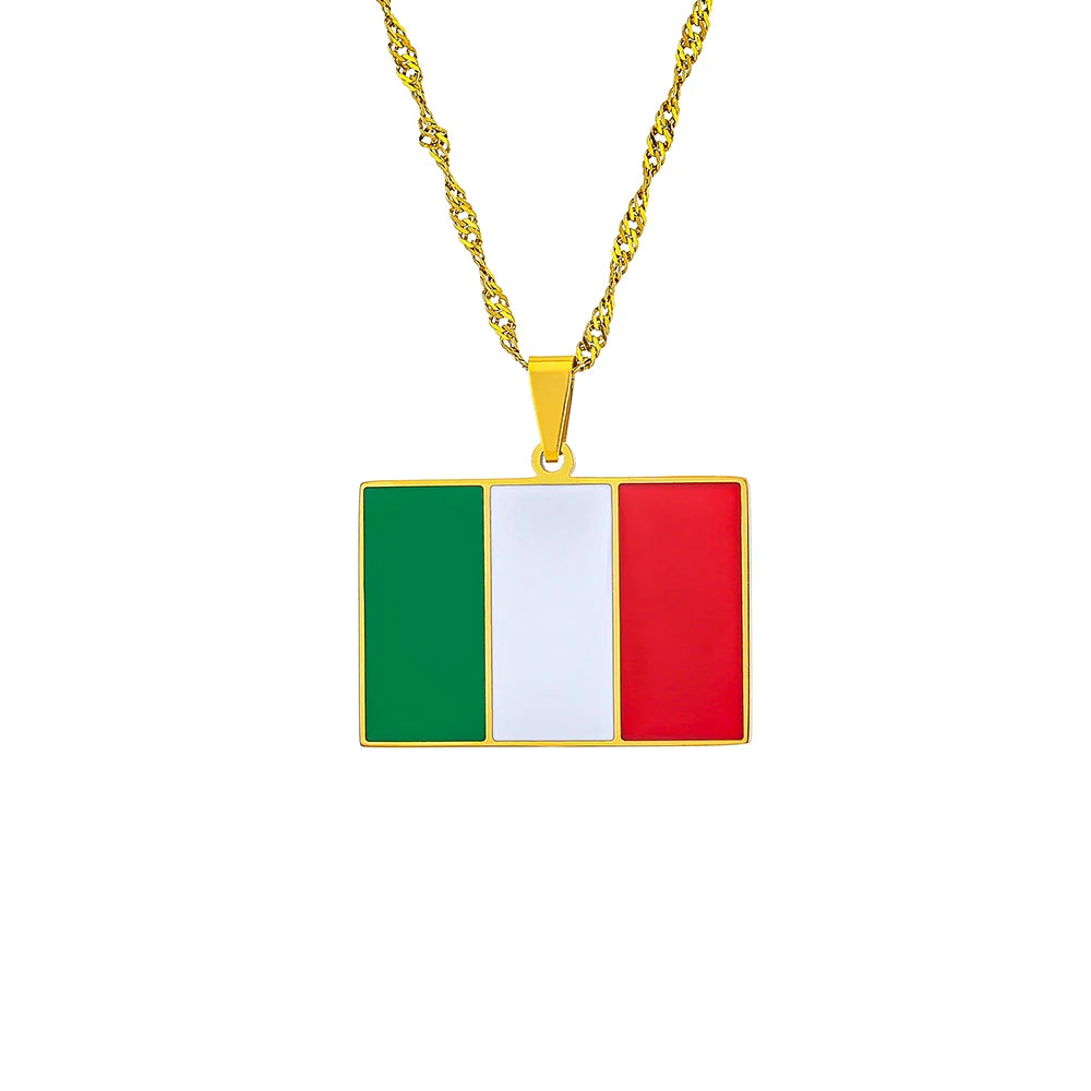 Italien-Flaggen-Halskette – Verblassungsbeständiger Halsschmuck aus Titanstahl für Damen & Herren