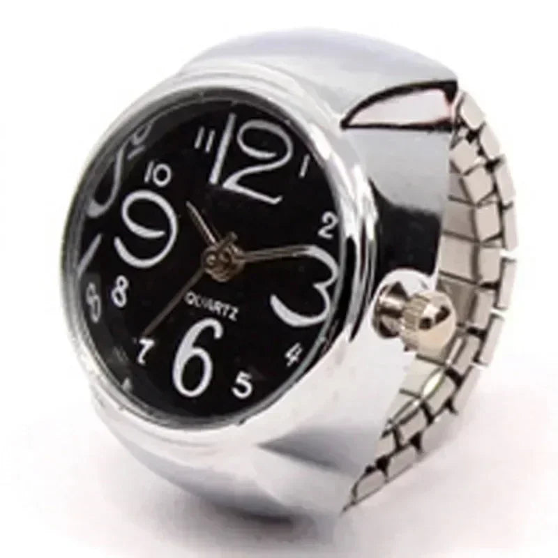 Retro-Quarz-Fingerringuhr – Elastische Unisex-Ringuhr im 80er-Jahre-Stil für Paare