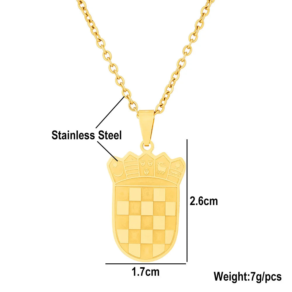 Kroatien-Wappen-Halskette – Geometrischer Metallanhänger für Damen & Herren