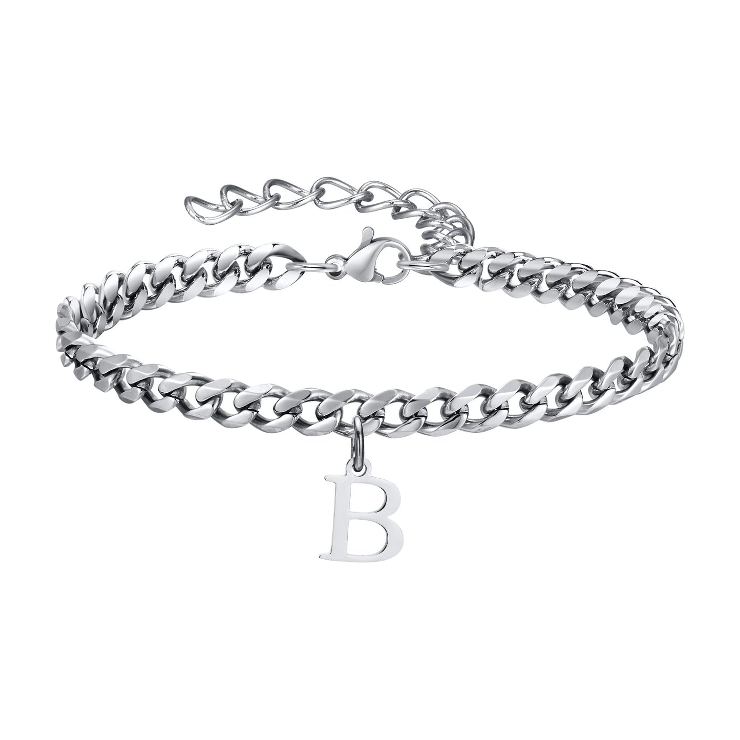 Initialen Buchstaben Cuban-Armband – Edelstahl A-Z Buchstaben Armband