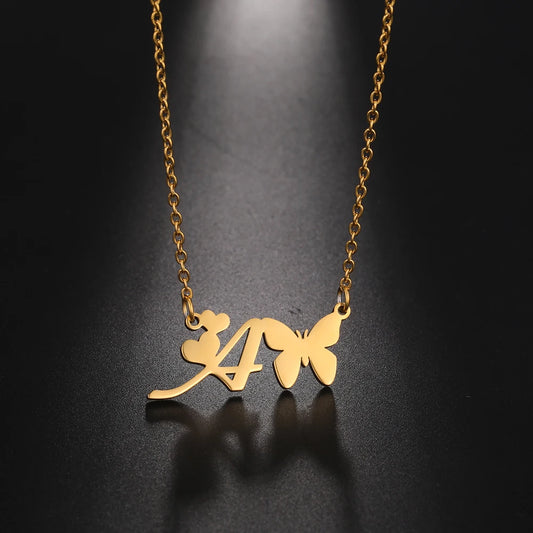 Goldfarbene Schmetterling A-Z Initialen-Halskette für Damen & Mädchen – Edelstahl Buchstaben- & Namensanhänger, Personalisiertes Schmuckgeschenk