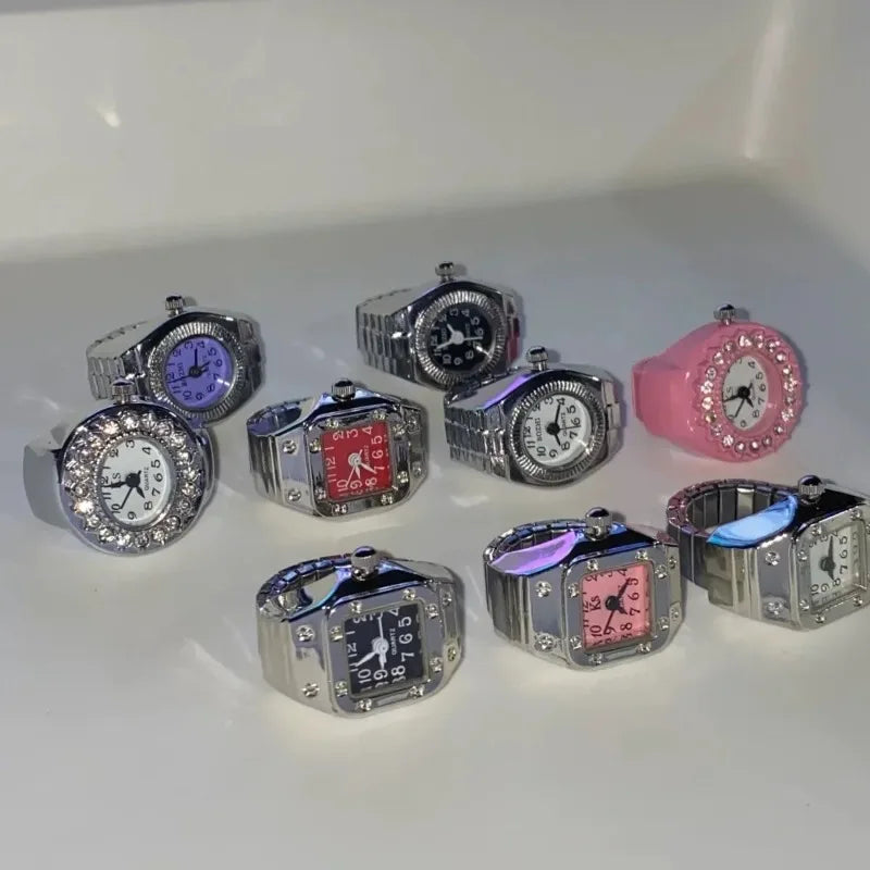 Retro-Quarz-Fingerringuhr – Elastische Unisex-Ringuhr im 80er-Jahre-Stil für Paare