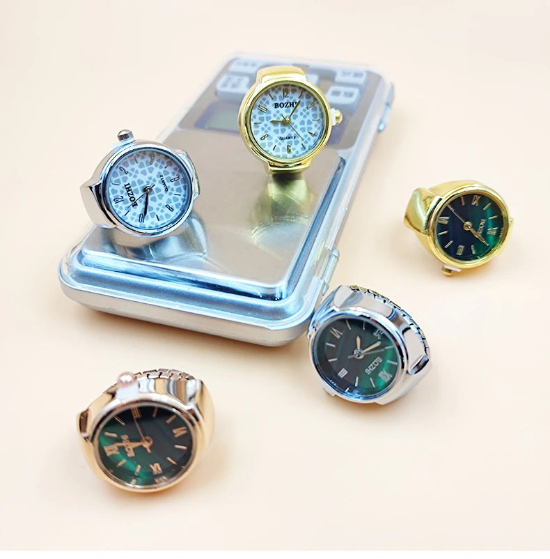 Vintage Finger-Ringuhr mit Quarzwerk – Kreative Mini-Uhr mit Metalllegierungsgehäuse als Modeschmuck für Damen & Herren