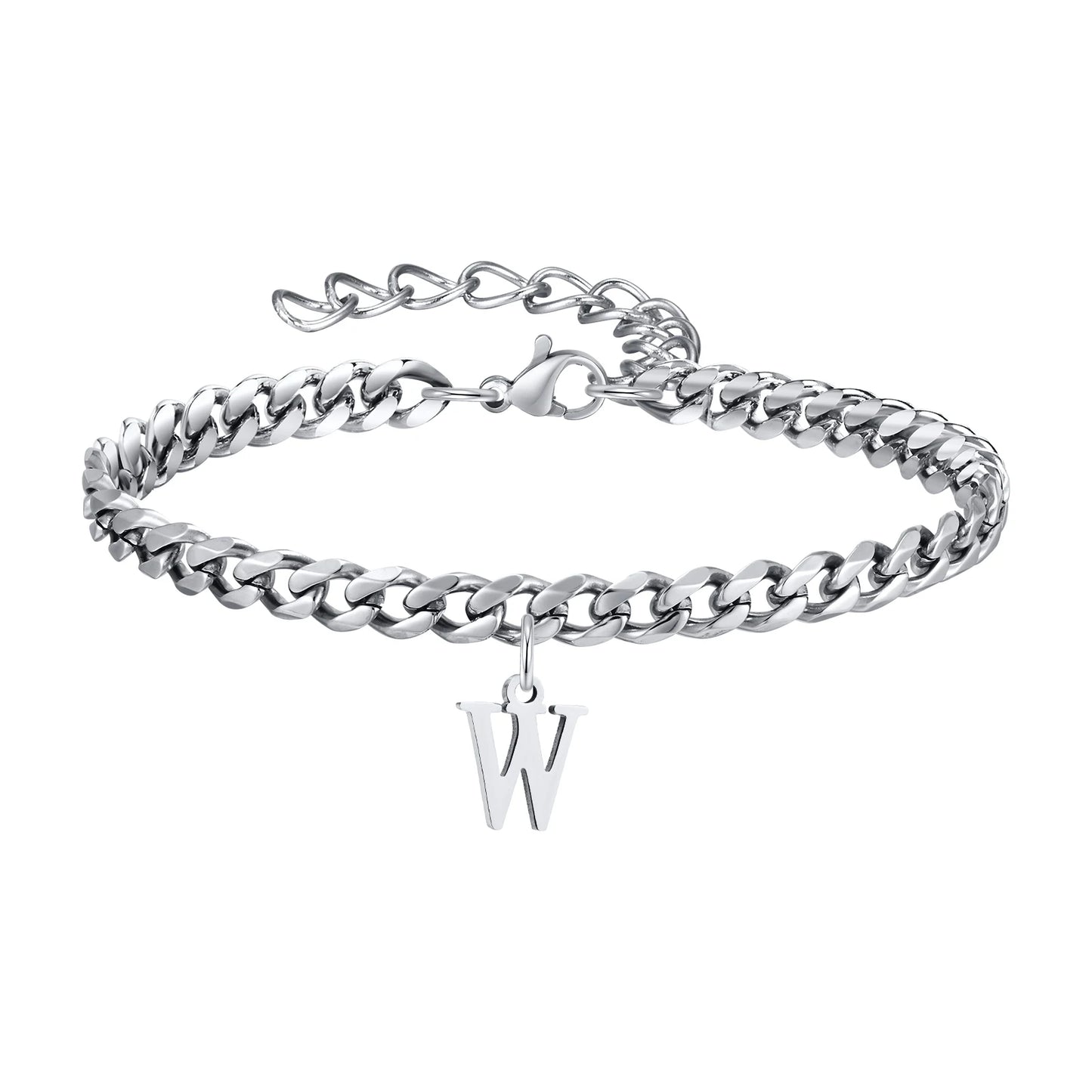 Initialen Buchstaben Cuban-Armband – Edelstahl A-Z Buchstaben Armband