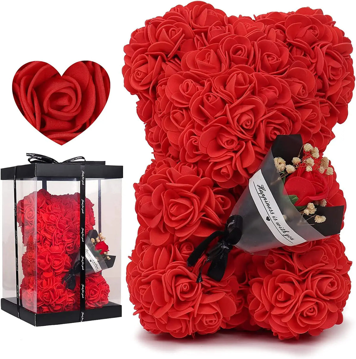 Ewiger Rosen-Teddybär aus Kunstblumen – Romantisches Dekoratives Geschenk zum Muttertag, Geburtstag & Jahrestag
