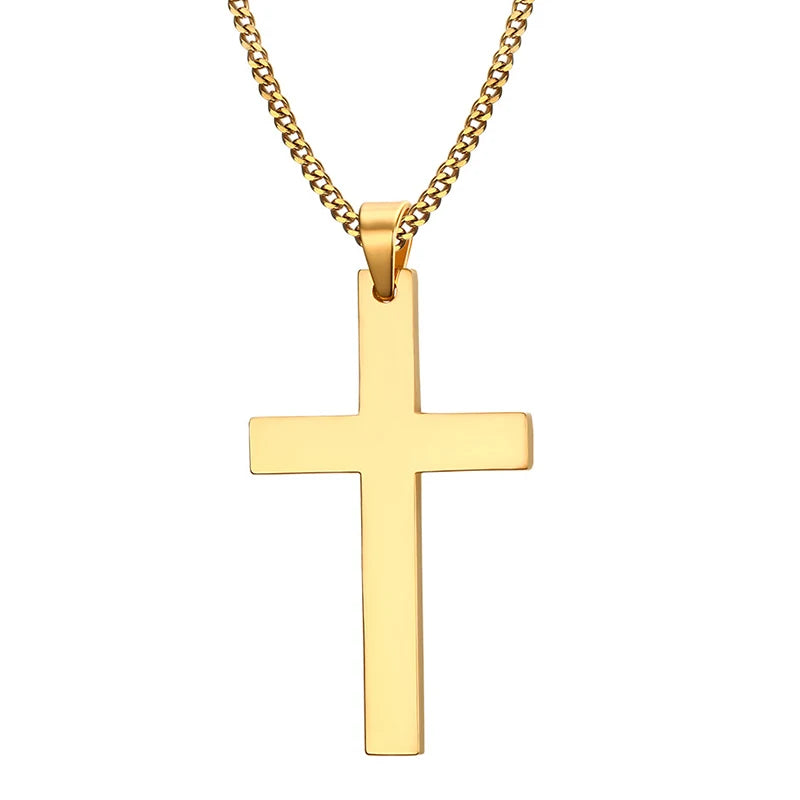 Edelstahl-Kreuz-Halskette – Gliederkette im Hip-Hop-Stil für Damen & Herren