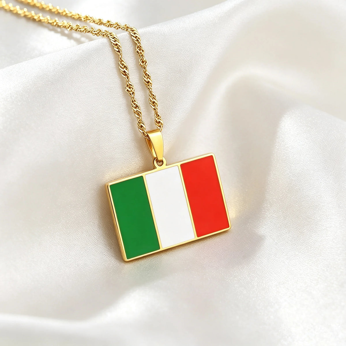Italien-Flaggen-Halskette – Verblassungsbeständiger Halsschmuck aus Titanstahl für Damen & Herren