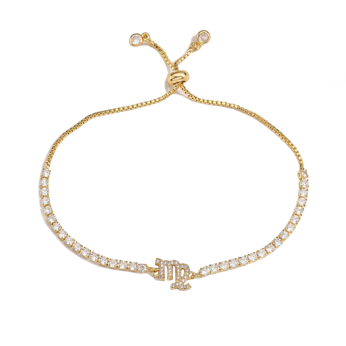 12 Sternzeichen Konstellations-Armband für Damen – Goldfarbenes Zirkon Sternzeichen Charm Armband