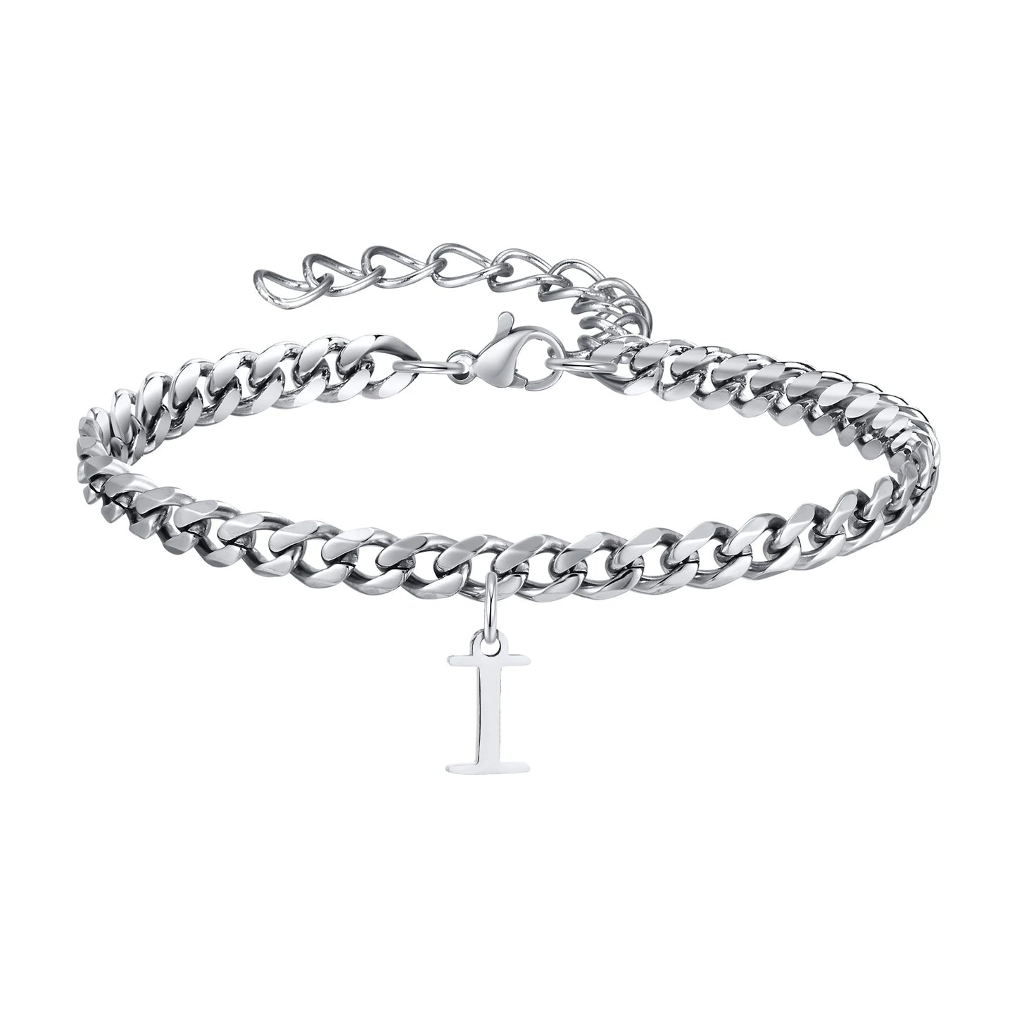 Initialen Buchstaben Cuban-Armband – Edelstahl A-Z Buchstaben Armband
