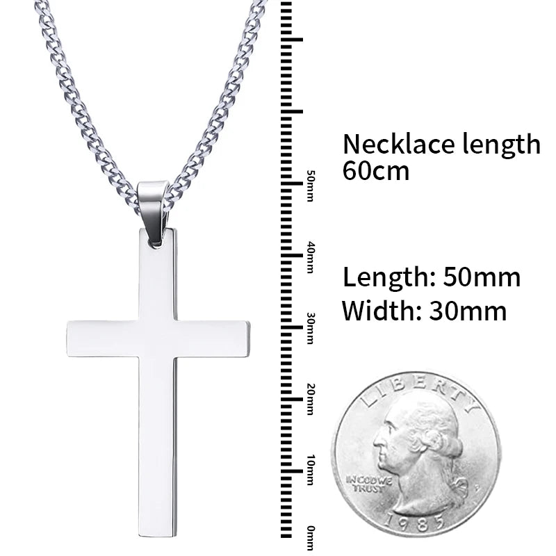 Edelstahl-Kreuz-Halskette – Gliederkette im Hip-Hop-Stil für Damen & Herren