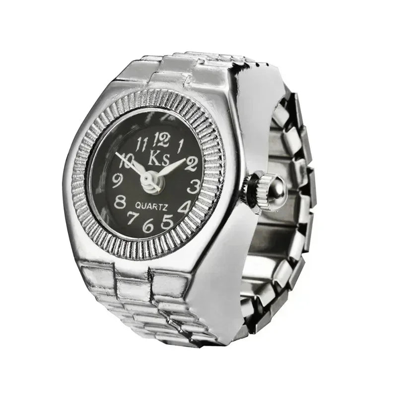 Retro-Quarz-Fingerringuhr – Elastische Unisex-Ringuhr im 80er-Jahre-Stil für Paare