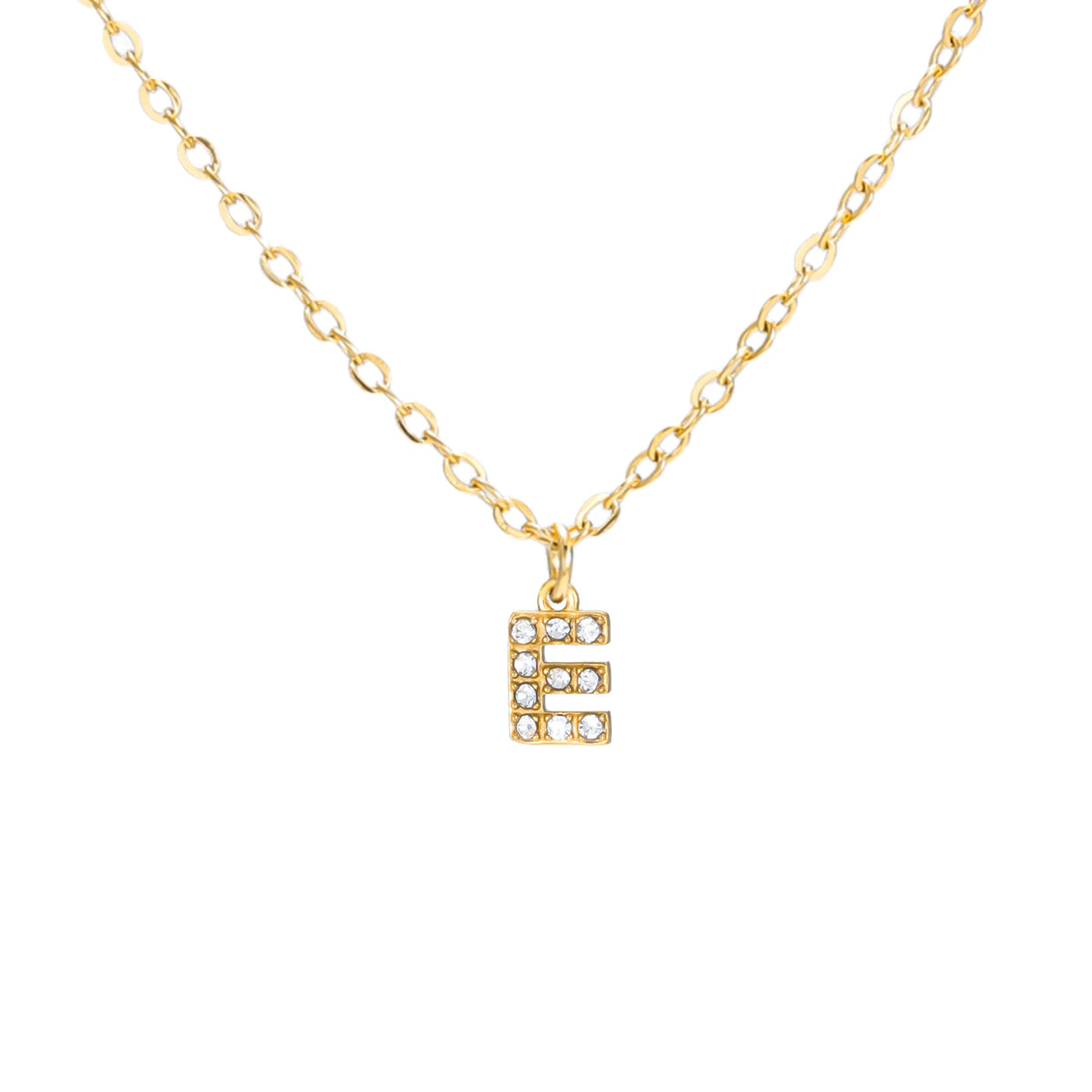 A–Z Zirkon-Initialen-Halskette für Damen – Goldfarbener Edelstahl Buchstabe