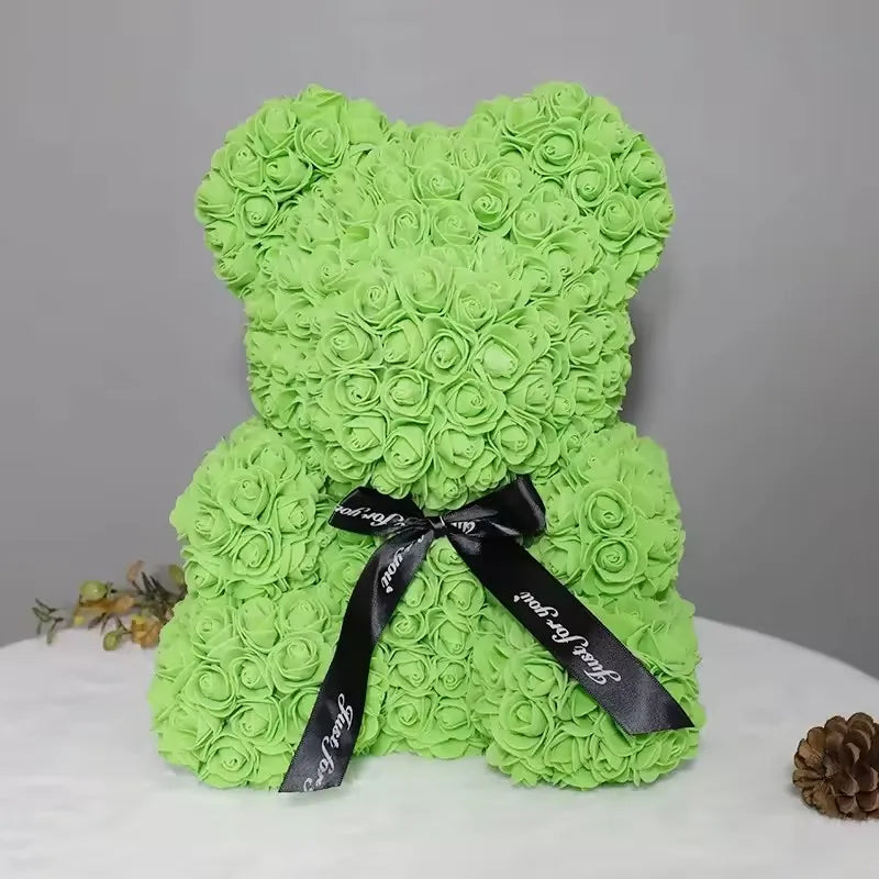 Ewiger Rosen-Teddybär aus Kunstblumen – Romantisches Dekoratives Geschenk zum Muttertag, Geburtstag & Jahrestag