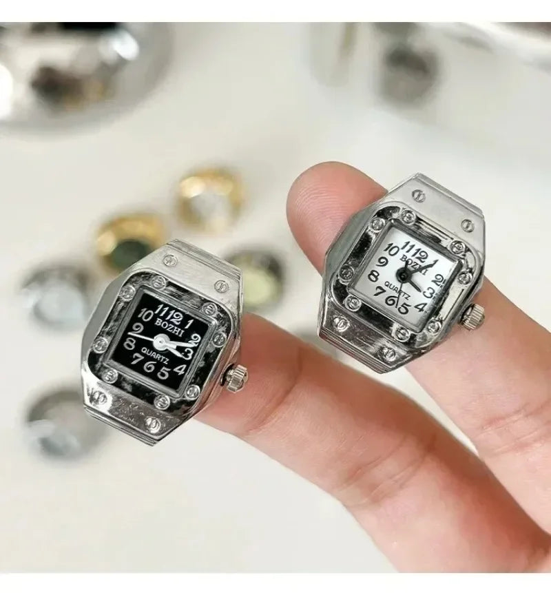 Retro-Quarz-Fingerringuhr – Elastische Unisex-Ringuhr im 80er-Jahre-Stil für Paare