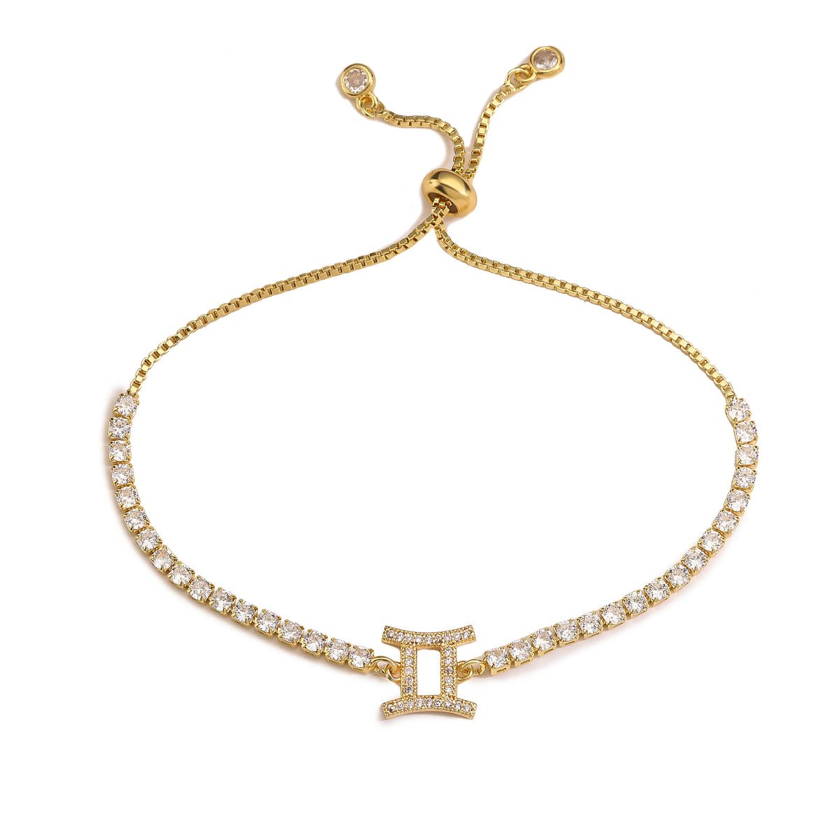 12 Sternzeichen Konstellations-Armband für Damen – Goldfarbenes Zirkon Sternzeichen Charm Armband