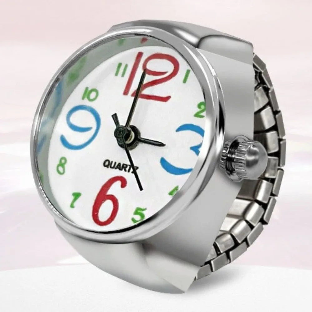 Kreative Runde Finger-Ringuhr mit Quarzwerk & Elastischem Ring – Modische Partneruhr für Damen & Herren