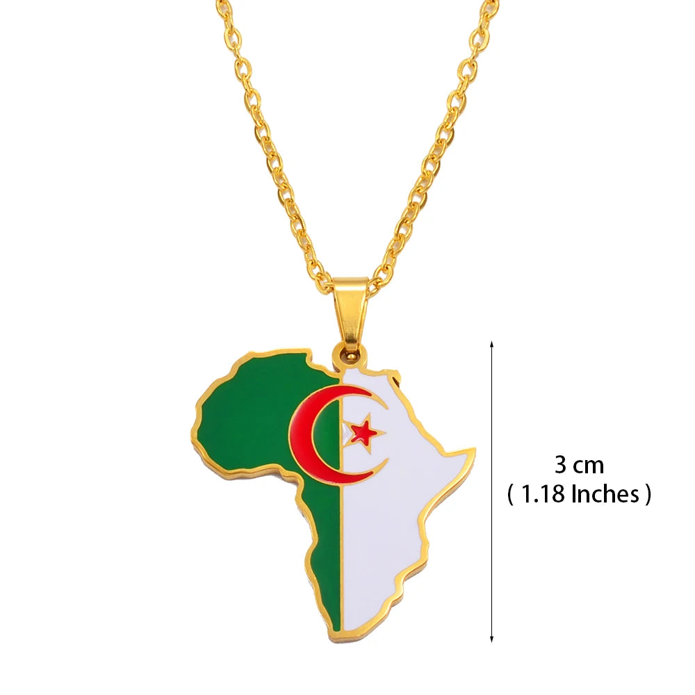 3CM Afrika-Landkarten-Halskette – Edelstahl-Anhänger für Algerien, Marokko, Ägypten, Tunesien & Libyen, Unisex Schmuck