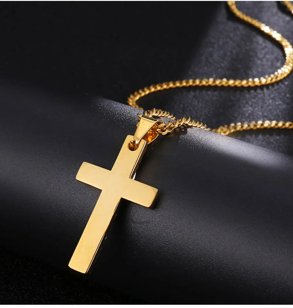 Edelstahl-Kreuz-Halskette – Gliederkette im Hip-Hop-Stil für Damen & Herren