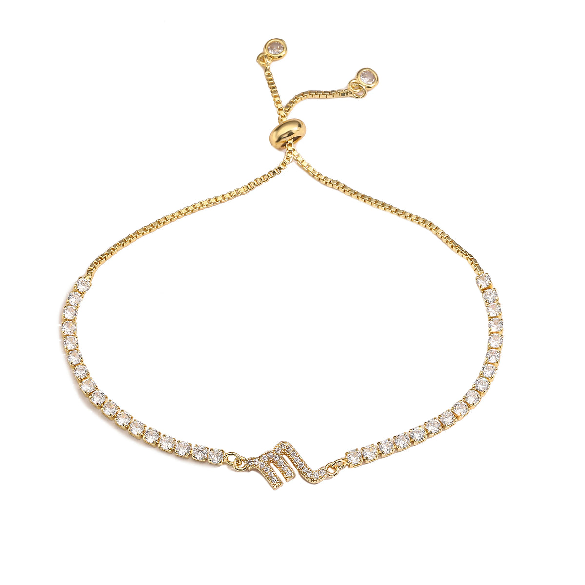 12 Sternzeichen Konstellations-Armband für Damen – Goldfarbenes Zirkon Sternzeichen Charm Armband