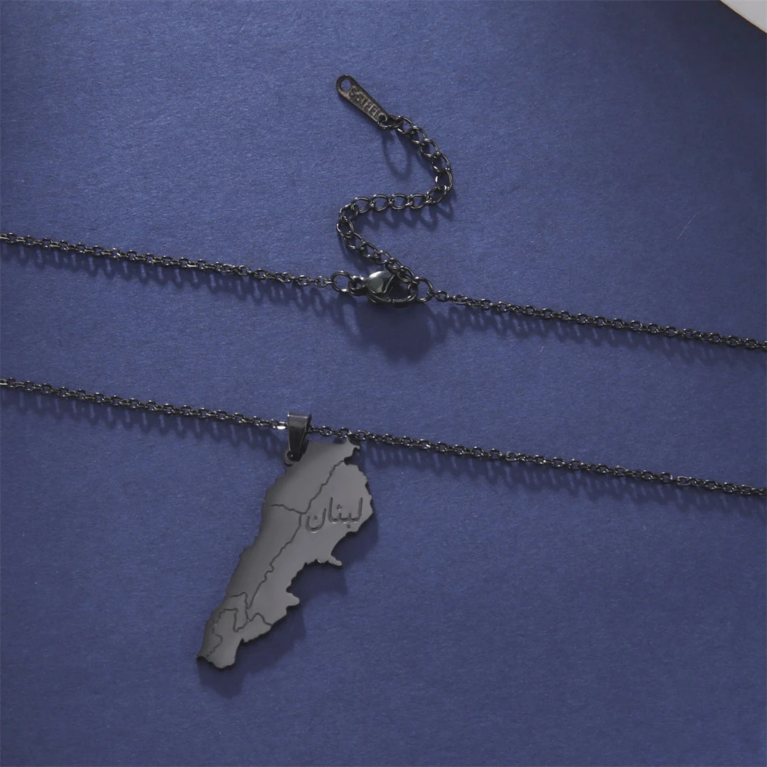 Klassische Libanon Landkarten-Flaggen-Halskette – Edelstahl Libanesischer Länder-Anhänger, Heimat- & Kulturschmuck für Damen & Herren