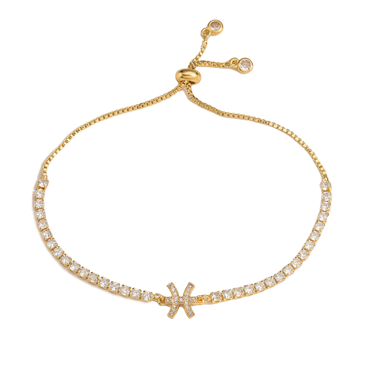 12 Sternzeichen Konstellations-Armband für Damen – Goldfarbenes Zirkon Sternzeichen Charm Armband